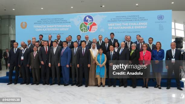 Prime Minister of Kazakhstan Bakhytzhan Sagintayev, Minister of Energy of the Republic of Kazakhstan Kanatbek Bozumbayev and General Secretary of the...