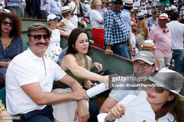 Jean Dujardin, Nathalie Pechalat and Elsa Zylberstein attens the Men Final of the 2017 French Tennis Open - Day Fithteen at Roland Garros on June 11,...