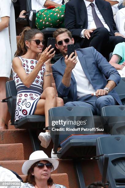 Izabel Goulart and Football player Kevin Trapp attend the Men Final of the 2017 French Tennis Open - Day Fithteen at Roland Garros on June 11, 2017...