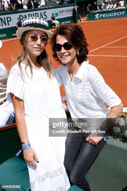 Sylvie Rousseau and her daughter Constance Ayache attend the Men Final of the 2017 French Tennis Open - Day Fithteen at Roland Garros on June 11,...