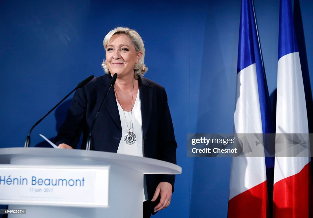 France's far-right National Front Party President, Marine Le Pen Spends Election Day In Henin-Beaumont