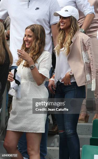 Catherine McDonnell and Maria Llorente attend Rafael Nadal's victory on day 15 of the 2017 French Open, second Grand Slam of the season at Roland...