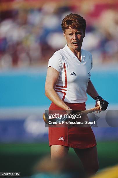 Jane Sixsmith of Great Britain pictured in action during the first round match between Australia and Great Britain in the Women's field hockey...