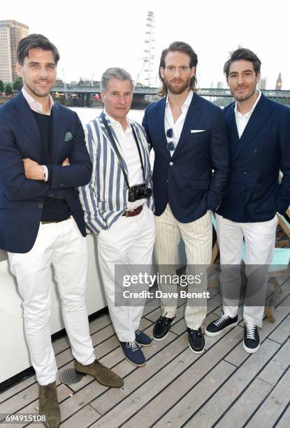 Johannes Huebl, Jeremy Hackett, Craig McGinlay and Robert Konjic attend the Henley Royal Regatta and their official partner, Hackett London, launch...