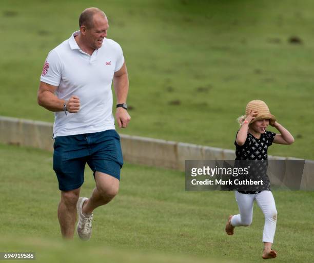 Mike Tindall and Isla Phillips at The Maserati Royal Polo Trophy match during The Gloucestershire Festival of Polo at Beaufort Polo Club on June 11,...