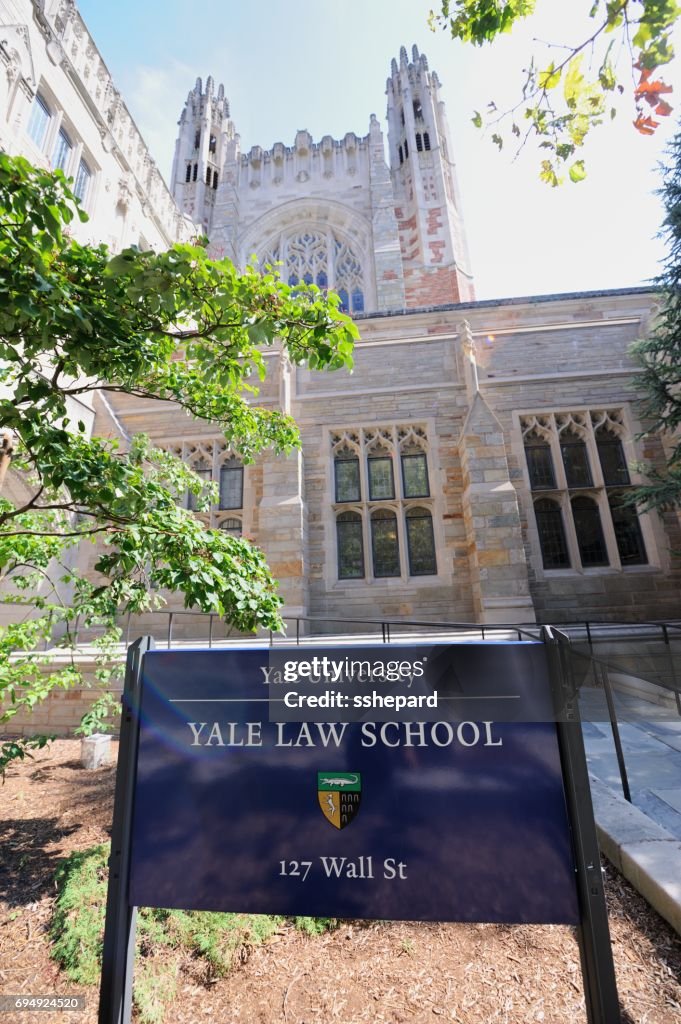 Sign in front of Yale University Law School