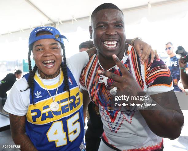 Young M.A. And Casanova backstage at 2017 Hot 97 Summer Jam at MetLife Stadium on June 11, 2017 in East Rutherford, New Jersey.