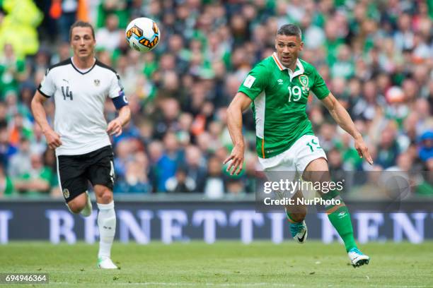 Jonathan Walters of Ireland runs to the ball during the FIFA World Cup 2018 Qualifying Round Group D match between Republic of Ireland and Austria at...