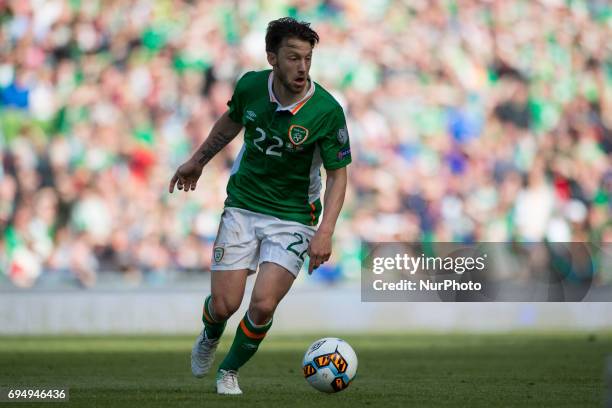 Harry Arter of Ireland controls the ball during the FIFA World Cup 2018 Qualifying Round Group D match between Republic of Ireland and Austria at...