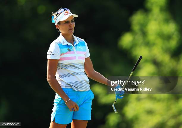 Lexi Thompson of the USA hits her tee shot on the 17th hole during the final round of the Manulife LPGA Classic at Whistle Bear Golf Club on June 11,...