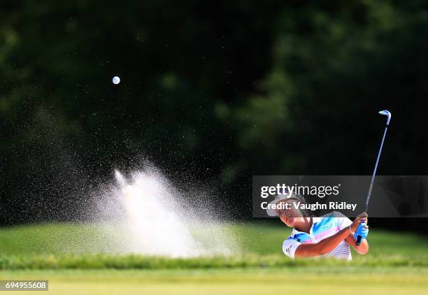 Lexi Thompson of the USA hits out of the bunker on the 16th hole during the final round of the Manulife LPGA Classic at Whistle Bear Golf Club on...