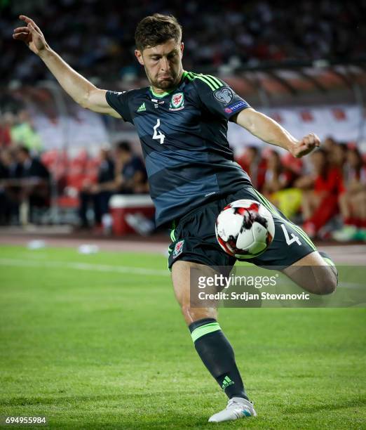 Ben Davies of Wales in action during the FIFA 2018 World Cup Qualifier between Serbia and Wales at stadium Rajko Mitic on June 11, 2017 in Belgrade,...