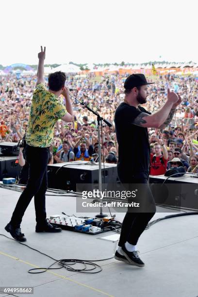Recording artists Mike Kerr and Ben Thatcher of Royal Blood perform onstage at What Stage during Day 4 of the 2017 Bonnaroo Arts And Music Festival...