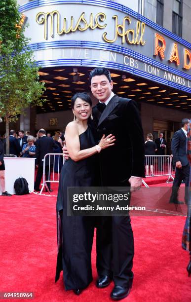 Actress Baayork Lee and designer Malan Breton attend the 2017 Tony Awards at Radio City Music Hall on June 11, 2017 in New York City.