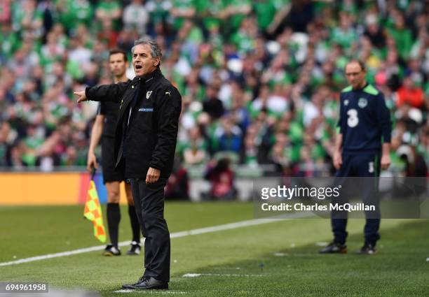 Austria national team coach Marcel Koller watches on from the sidelines during the FIFA 2018 World Cup Qualifier between Republic of Ireland and...