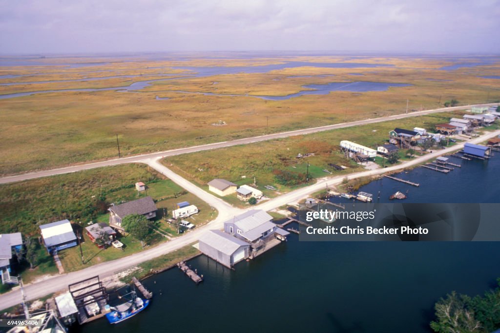 Aerial View Of Cocodrie La And Its Vast Wetlands HighRes Stock Photo