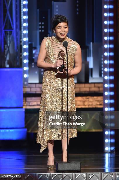 Mimi Lien accepts the award for Best Scenic Design of a Musical for Natasha, Pierre, and the Great Comet of 1812 onstage during the 2017 Tony Awards...