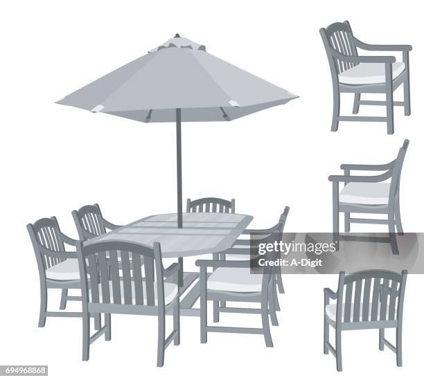 summer patio set - patio table stock illustrations