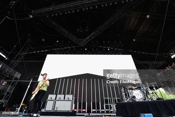 Recording artists Mike Kerr and Ben Thatcher of Royal Blood perform onstage at What Stage during Day 4 of the 2017 Bonnaroo Arts And Music Festival...