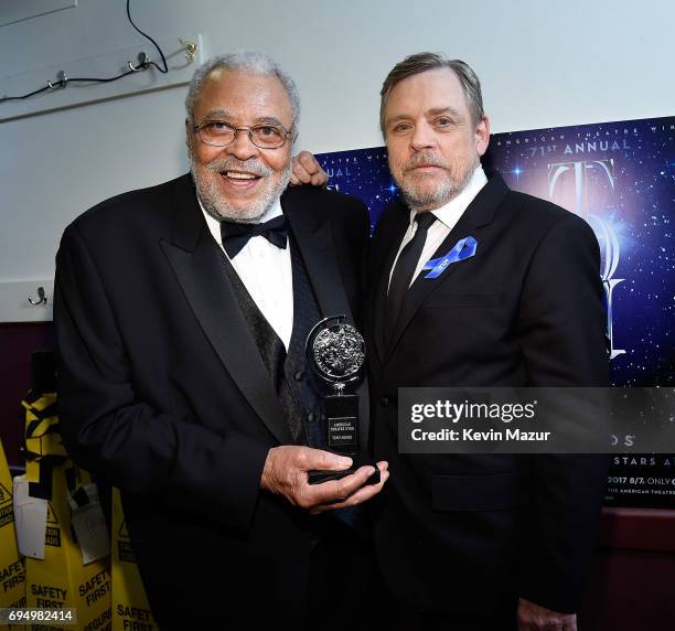 James Earl Jones and Mark Hamill attend the 2017 Tony Awards at Radio City Music Hall on June 11, 2017 in New York City.