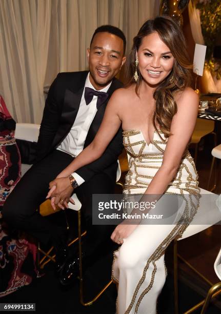 John Legend and Chrissy Teigen attend the 2017 Tony Awards at Radio City Music Hall on June 11, 2017 in New York City.