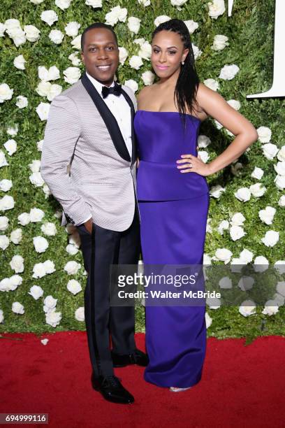 Leslie Odom, Jr. And Nicolette Robinson attend the 71st Annual Tony Awards at Radio City Music Hall on June 11, 2017 in New York City.