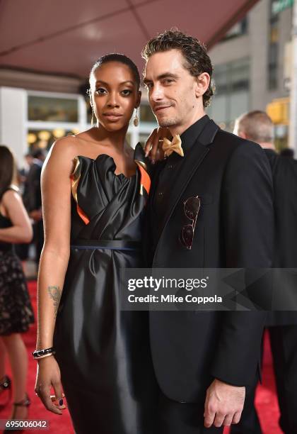 Condola Rashad and Sebastian Vallentin Stenhoj attend the 2017 Tony Awards at Radio City Music Hall on June 11, 2017 in New York City.