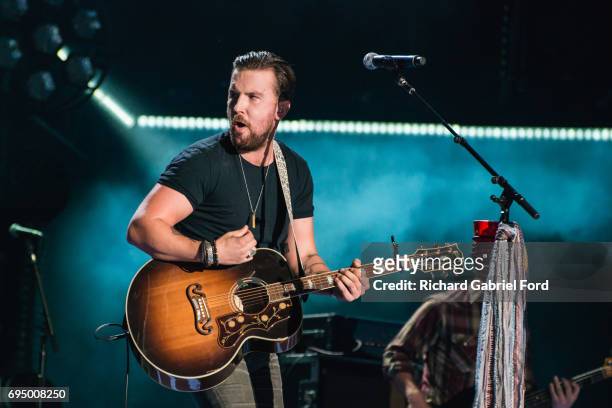 Musician T.J. Osborne of Brothers Osborne performs at Nissan Stadium during day 4 of the 2017 CMA Music Festival on June 11, 2017 in Nashville,...
