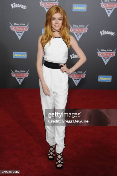 Katherine McNamara arrives at the premiere of Disney And Pixar's "Cars 3" at Anaheim Convention Center on June 10, 2017 in Anaheim, California.