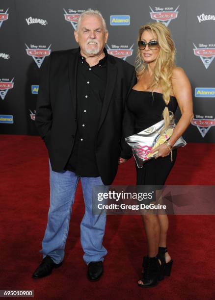 John Ratzenberger and wife Julie Blichfeldt arrive at the premiere of Disney And Pixar's "Cars 3" at Anaheim Convention Center on June 10, 2017 in...