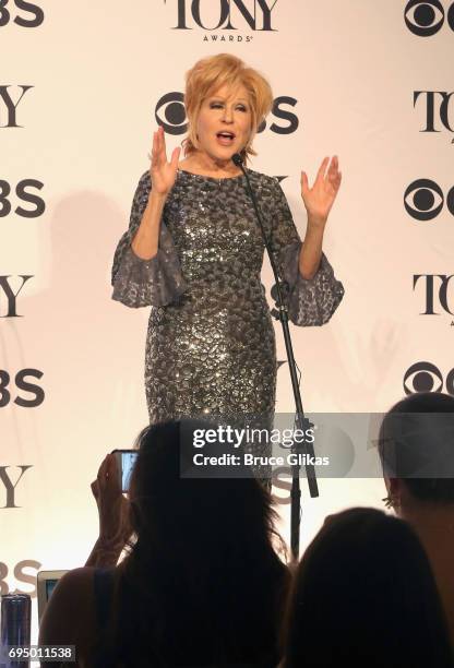 Bette Midler, winner of the award for Best Actress in a Musical for Hello, Dolly!, poses in the press room during the 2017 Tony Awards at 3 West...