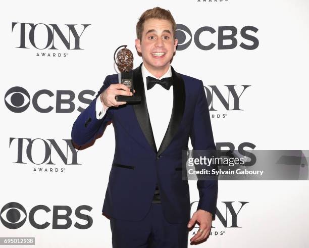 Ben Platt, winner of the award for Best Actor in a Musical for "Dear Evan Hanson, poses in the press room during the 2017 Tony Awards at 3 West Club...