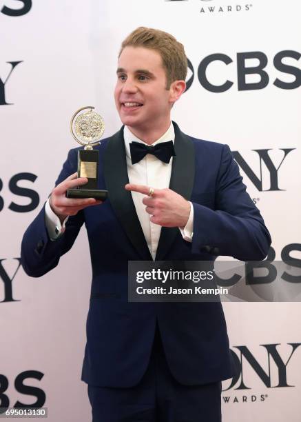 Ben Platt, winner of the award for Best Actor in a Musical for "Dear Evan Hanson, poses in the press room during the 2017 Tony Awards at 3 West Club...