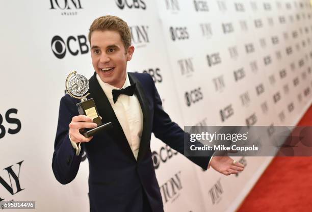 Ben Platt, winner of the award for Best Actor in a Musical for "Dear Evan Hanson, poses in the press room during the 2017 Tony Awards at 3 West Club...