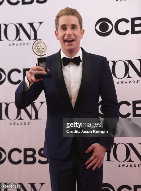 Ben Platt, winner of the award for Best Lead Actor in a Musical for Dear Evan Hanson, poses in the press room during the 2017 Tony Awards at 3 West...