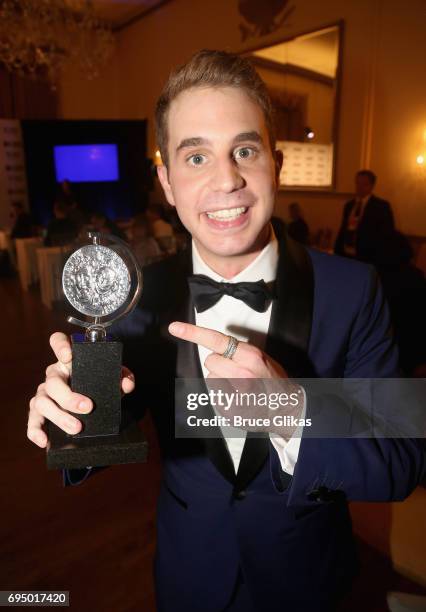 Ben Platt, winner of the award for Best Lead Actor in a Musical for Dear Evan Hanson, poses in the press room during the 2017 Tony Awards at 3 West...