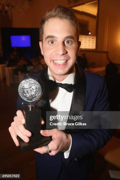 Ben Platt, winner of the award for Best Lead Actor in a Musical for Dear Evan Hanson, poses in the press room during the 2017 Tony Awards at 3 West...