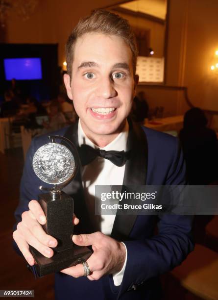 Ben Platt, winner of the award for Best Lead Actor in a Musical for Dear Evan Hanson, poses in the press room during the 2017 Tony Awards at 3 West...