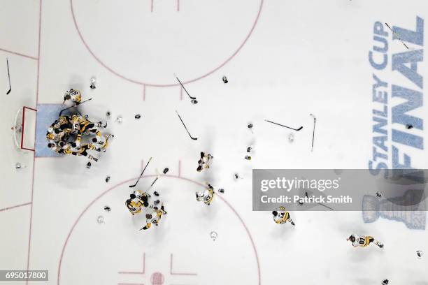 The Pittsburgh Penguins celebrate their, 2-0, win over the Nashville Predators to win the 2017 Stanley Cup in Game Six of the 2017 NHL Stanley Cup...