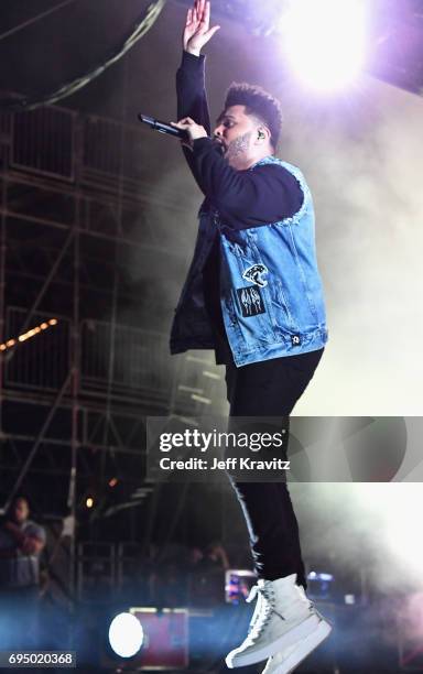 Recording artist The Weeknd performs onstage at What Stage during Day 4 of the 2017 Bonnaroo Arts And Music Festival on June 11, 2017 in Manchester,...