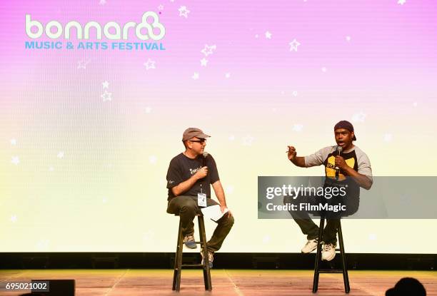 Producer Lance Crouther speaks onstage during 'Pootie Tang' at the Comedy & Cinema tent during Day 4 of the 2017 Bonnaroo Arts And Music Festival on...