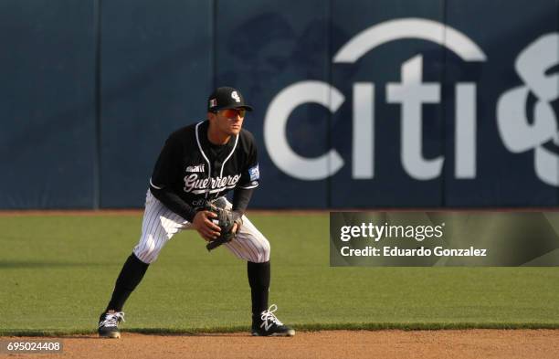 Jaime Brena of Guerreros de Oaxaca looks during the match between Piratas de Campeche and Guerreros de Oaxaca as part of the Liga Mexicana de Beisbol...