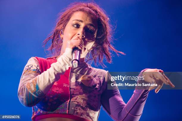 Charli XCX performs live on stage at Memorial da America Latina on June 11, 2017 in Sao Paulo, Brazil.