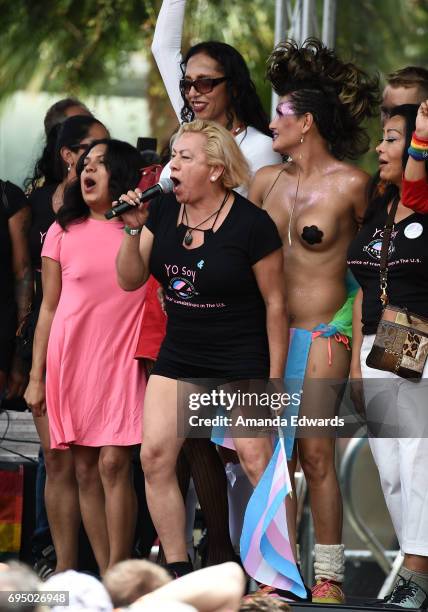 Trans activist Bamby Salcedo attends the LA Pride ResistMarch on June 11, 2017 in West Hollywood, California.