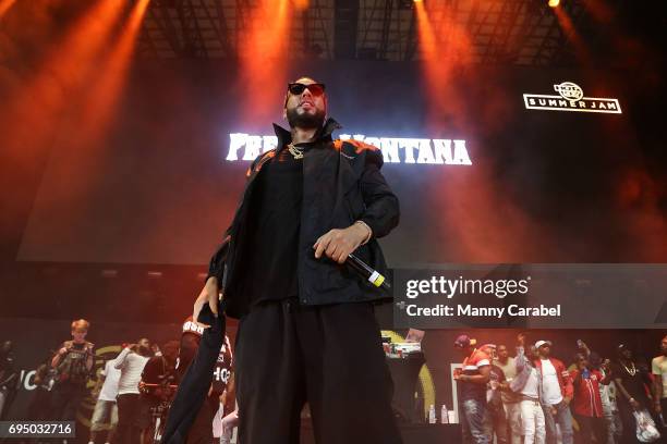 French Montana performs on stage during the HOT 97 Summer Jam 2017 at MetLife Stadium on June 11, 2017 in East Rutherford, New Jersey.