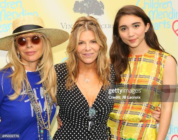 Rosanna Arquette, Lysa Hayland Heslov and Rowan Blanchard attend the Children Mending Hearts 9th Annual Empathy Rocks Fundraiser on June 11, 2017 in...