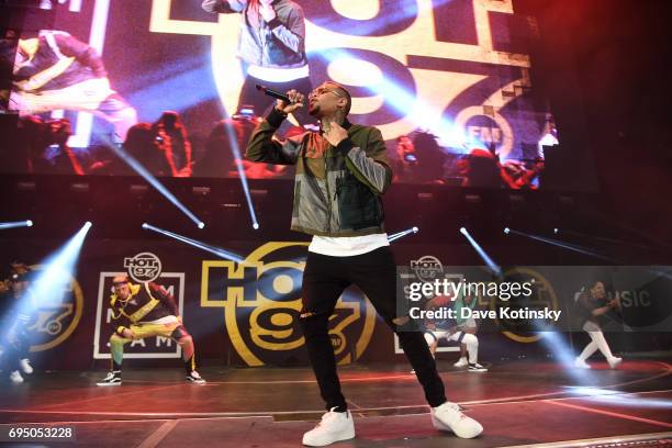 Chris Brown performs at HOT 97 Summer Jam 2017 at MetLife Stadium on June 11, 2017 in East Rutherford, New Jersey.