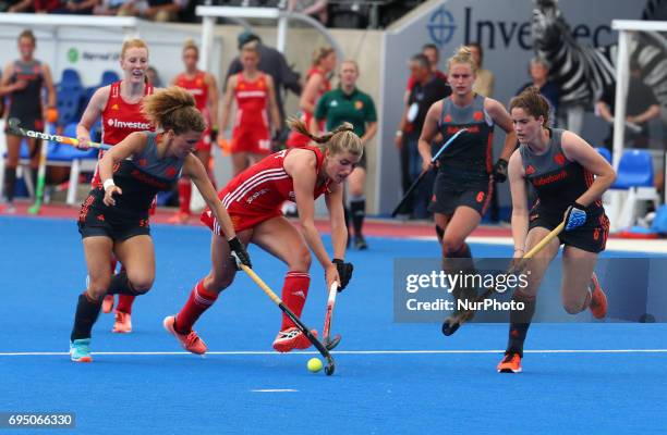 Sarah Haycroft of England during the Investec International match between England Women and Netherlands Women at The Lee Valley Hockey and Tennis...