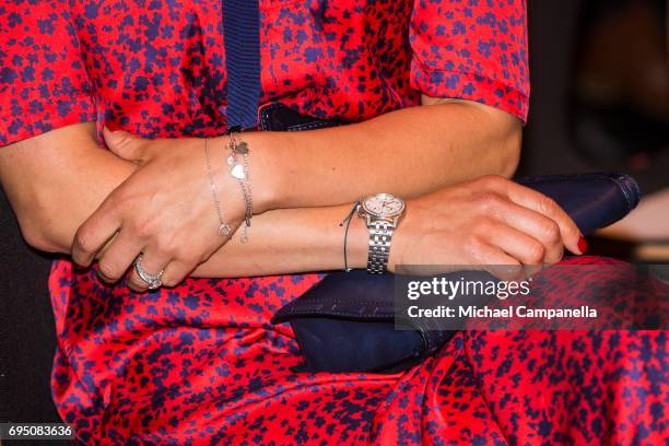 Princess Victoria of Sweden, jewellry detail, attends EAT Stockholm Food Forum at the Clarion Hotel Sign on June 12, 2017 in Stockholm, Sweden.