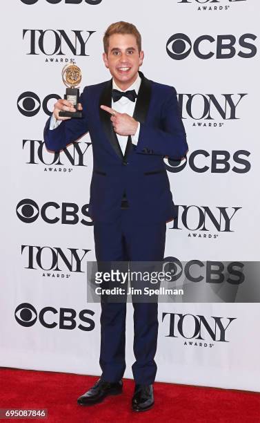 Ben Platt, winner of the award for Best Actor in a Musical for 'Dear Evan Hanson, poses in the press room during the 2017 Tony Awards at 3 West Club...